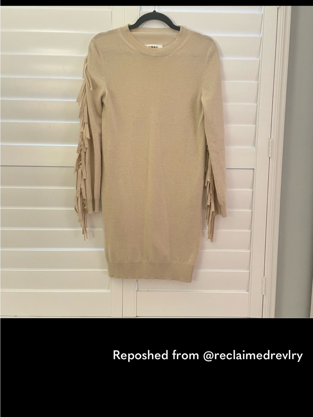 MM6 Maison Martin Margiela Cream Fringe-Sleeve Knit Dress